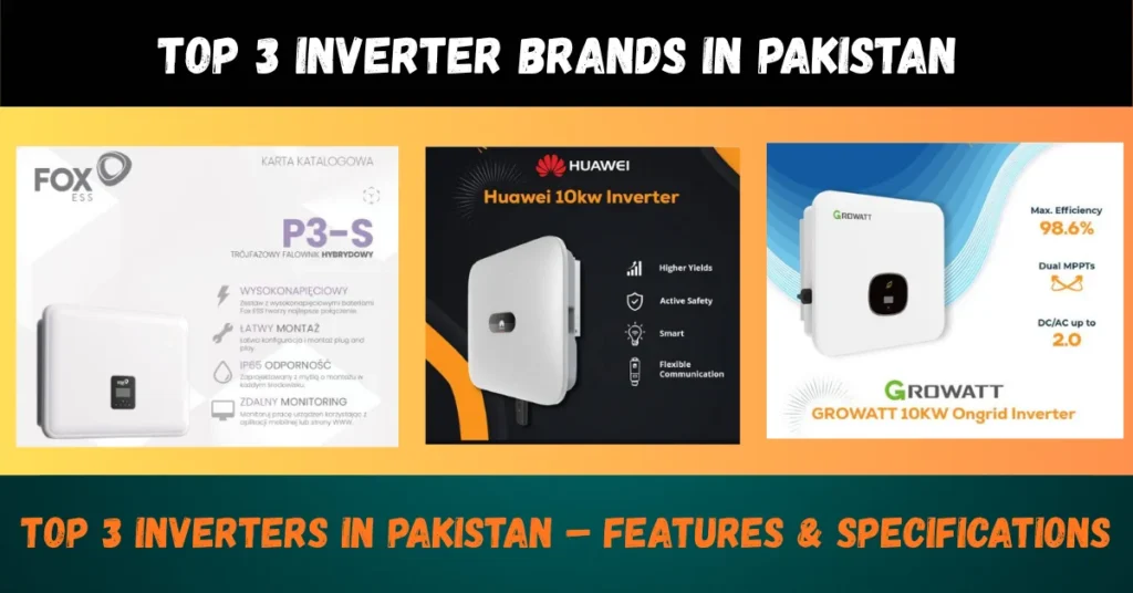 Top 3 inverter brands in Pakistan displayed with key features and performance highlights for home and business use.