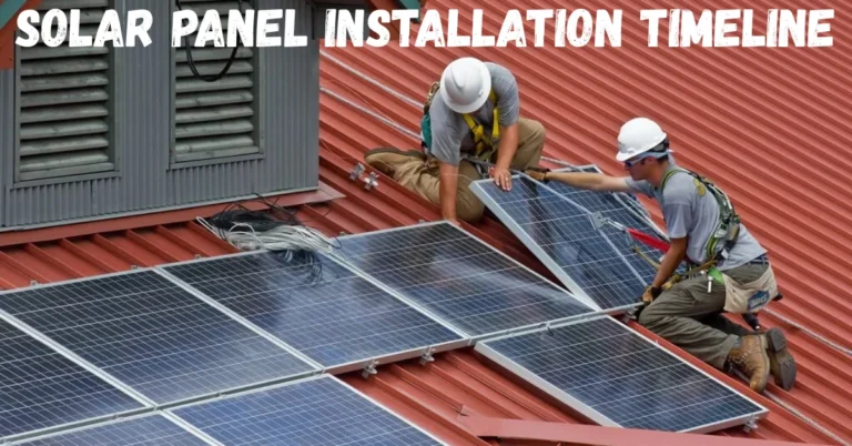 solar panel installation timeline showing workers installing panels on factory roof