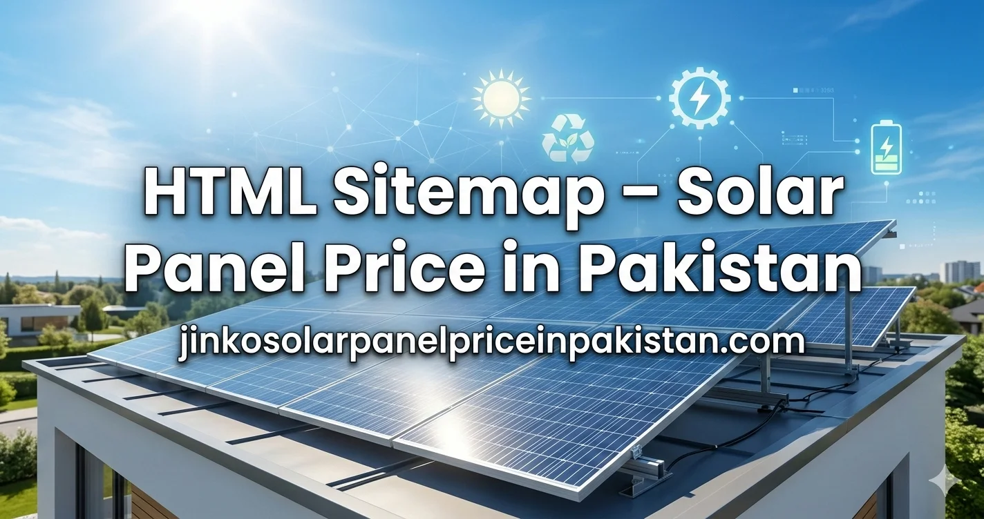 HTML sitemap page showing all posts, categories and pages of solar panel price website in Pakistan