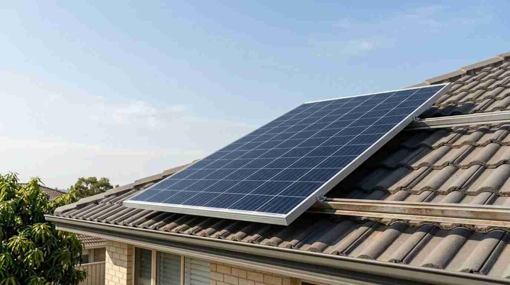 How to Make a Solar Panel Plate – Complete Guide 9 Finished solar panel installed on residential rooftop with blue sky background