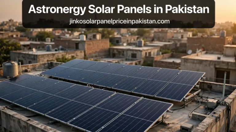 Astronergy solar panels in Pakistan installed on a residential rooftop at golden hour