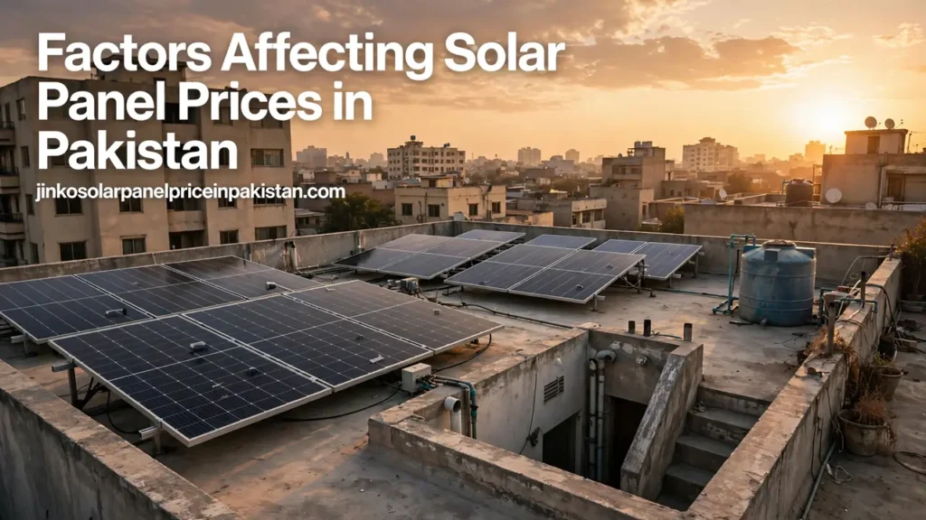 Factors affecting solar panel prices in Pakistan — rooftop solar installation at sunset