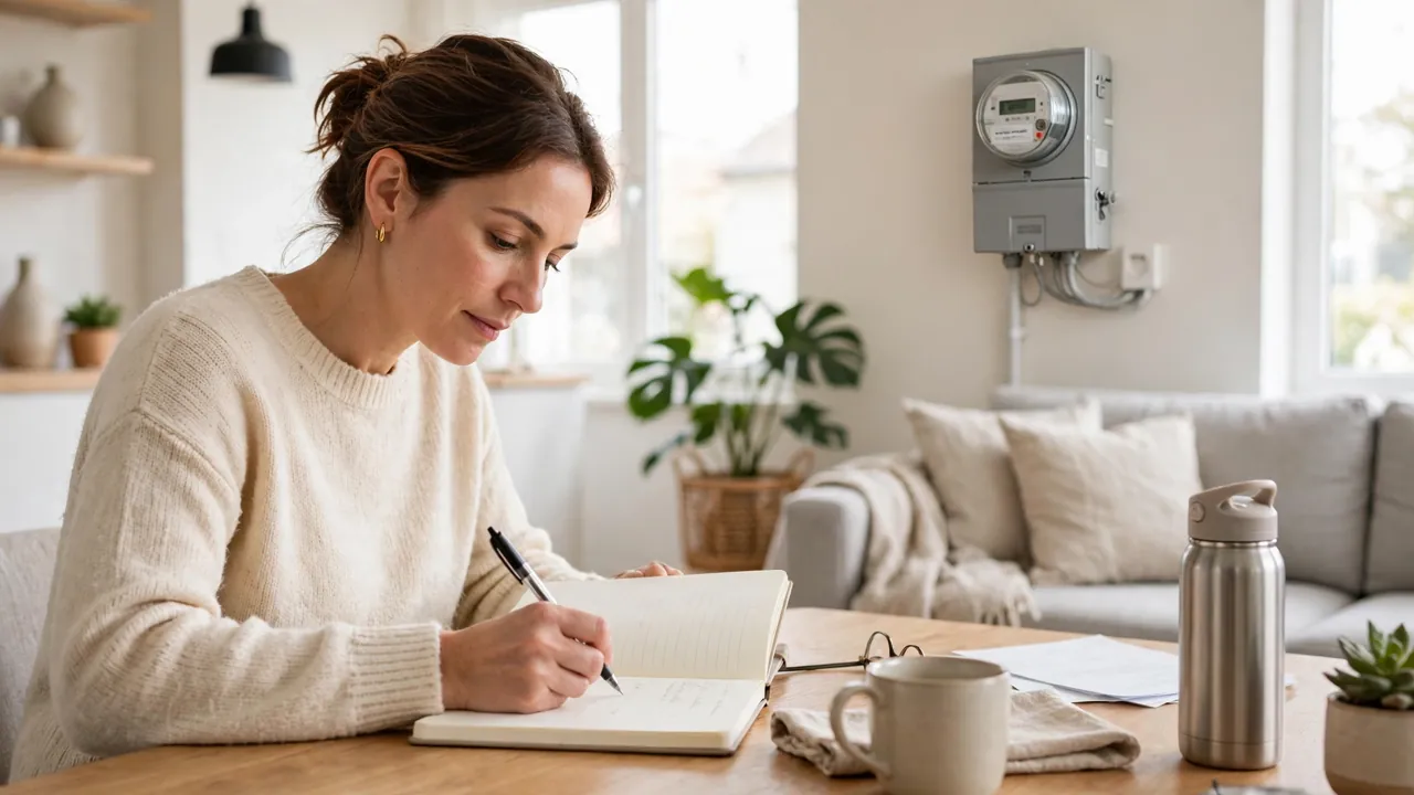 How to Calculate Your Home's Electricity Load for Solar 2 Homeowner listing household appliances and checking the electricity meter