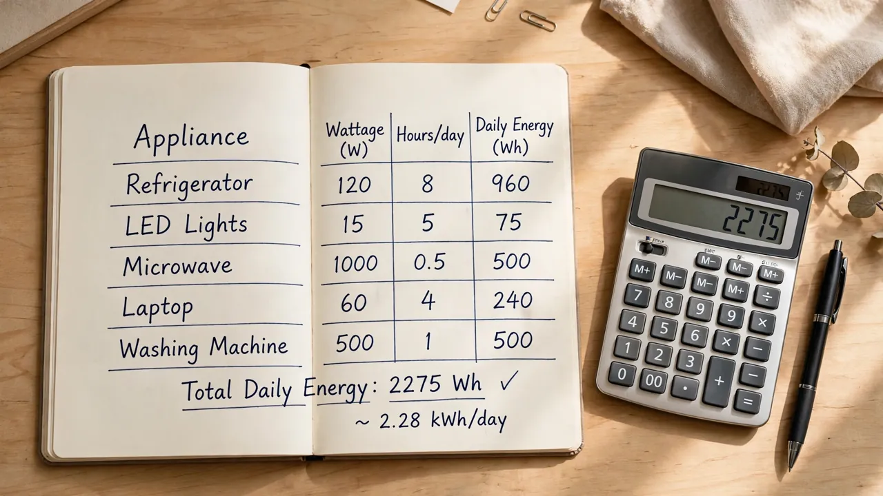 How to Calculate Your Home's Electricity Load for Solar 3 Notebook with a worked home electricity load calculation