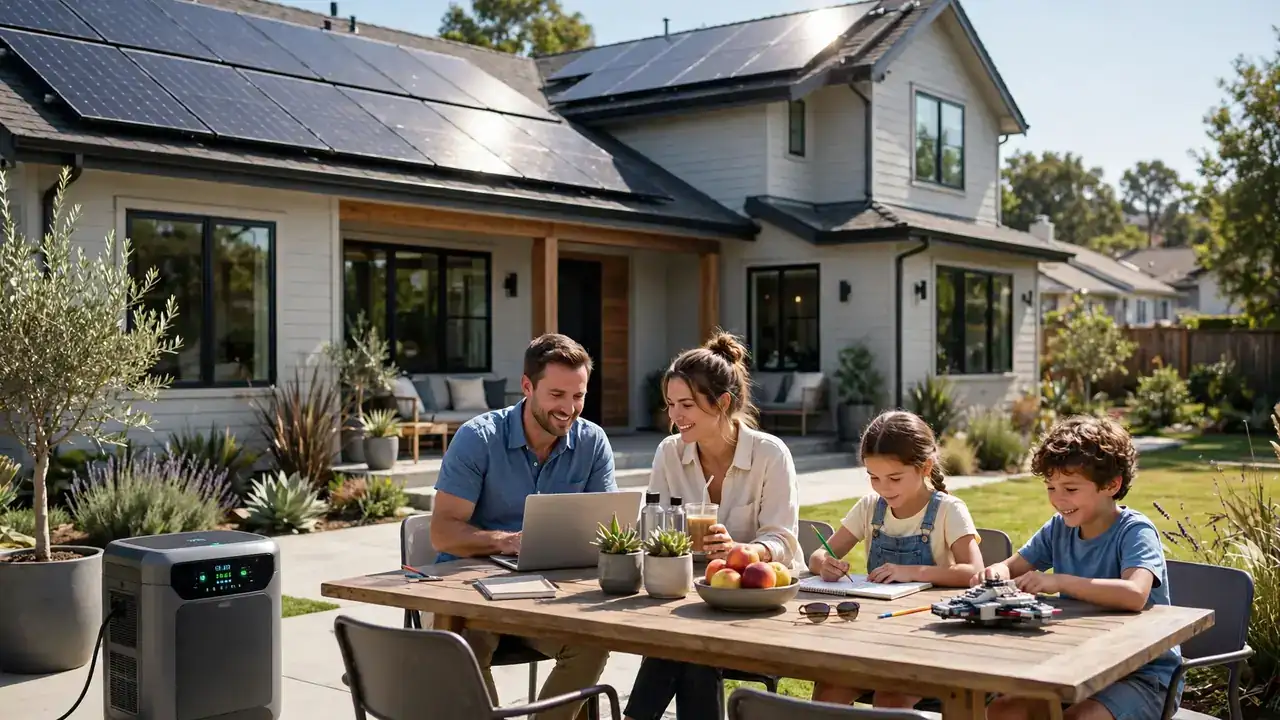 Hybrid inverter supplying a home directly from solar panels during the day
