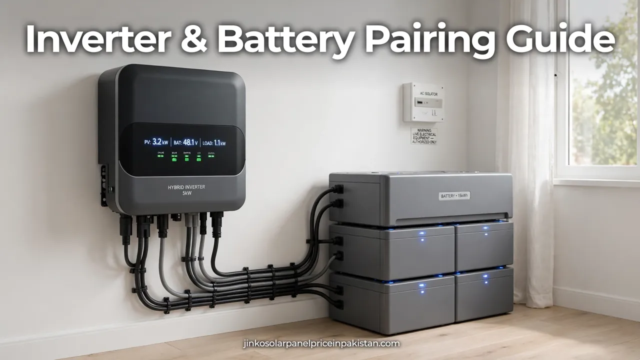 Inverter battery pairing guide solar — hybrid inverter beside a home battery bank