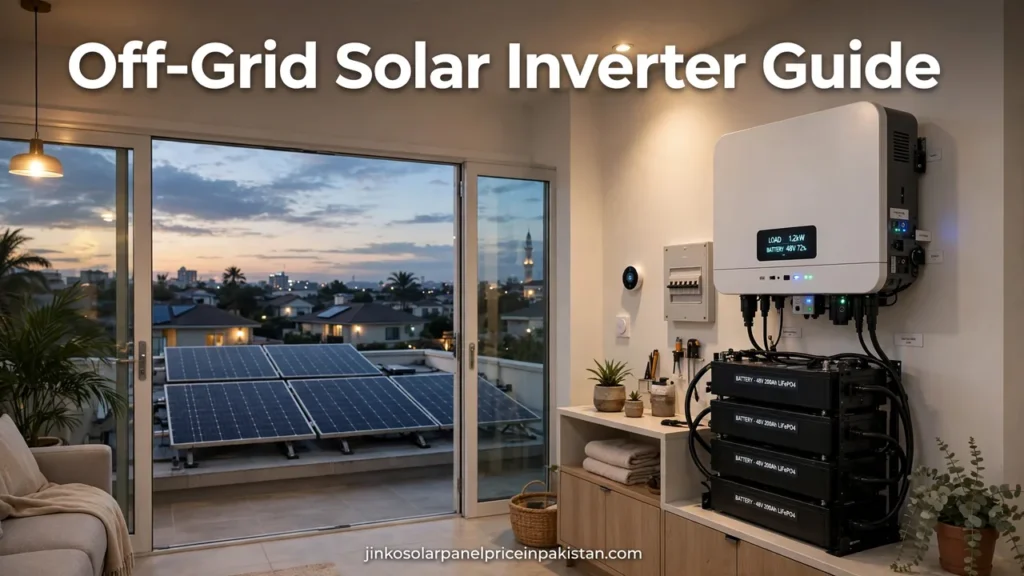 Off grid solar inverter in Pakistan installed with a battery bank in a bright modern home