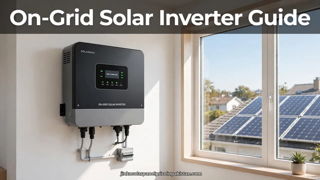 On-Grid Solar Inverter: Complete Guide for Pakistan 1 On grid solar inverter guide: wall-mounted on-grid inverter with rooftop solar panels