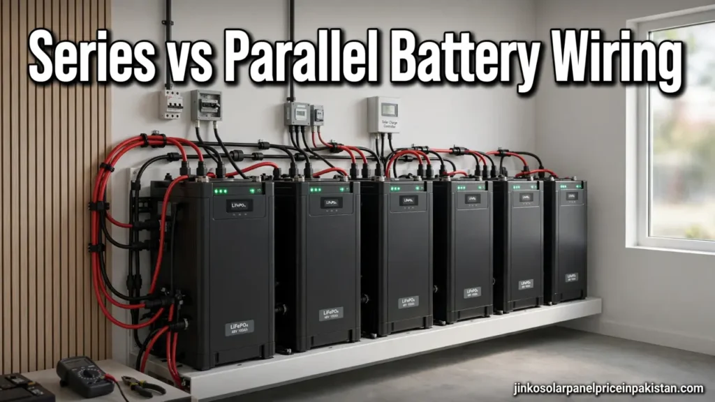 Solar battery series vs parallel connection guide: bank of solar batteries wired in a home installation