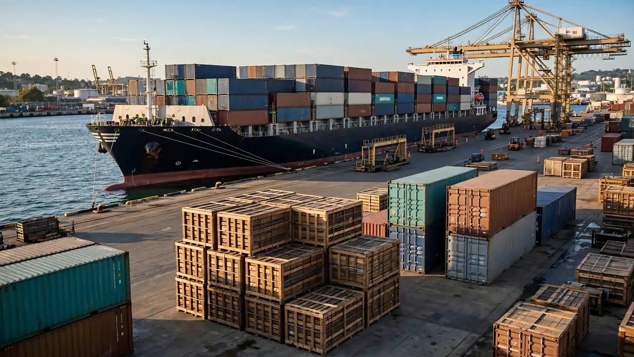 Factors Affecting Solar Panel Prices in Pakistan 2 Container ship and stacked shipping containers at a seaport carrying solar panel imports