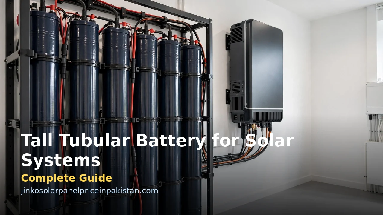 Tall Tubular Battery for Solar Systems: Complete Guide 1 Tall tubular battery for solar in Pakistan: bank of tubular batteries with a hybrid inverter