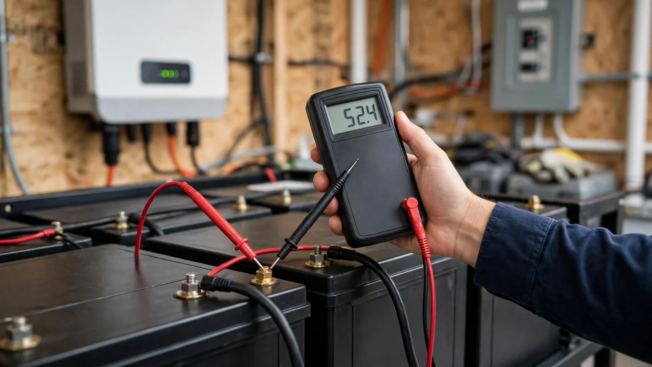 7 Signs Your Solar Battery Needs Replacement 3 Testing solar battery voltage with a digital multimeter under load