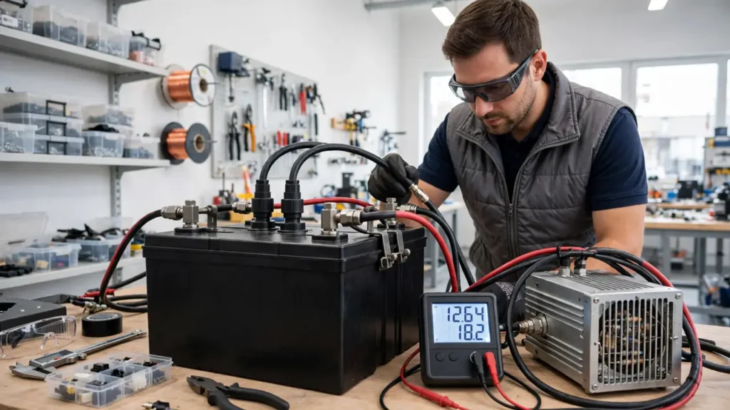 Load testing a second hand solar battery with a meter before purchase