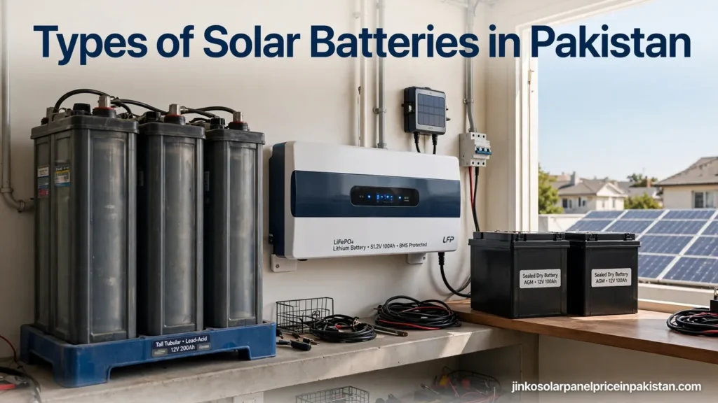 Types of solar batteries in Pakistan: tubular, lithium and dry battery options for home solar systems